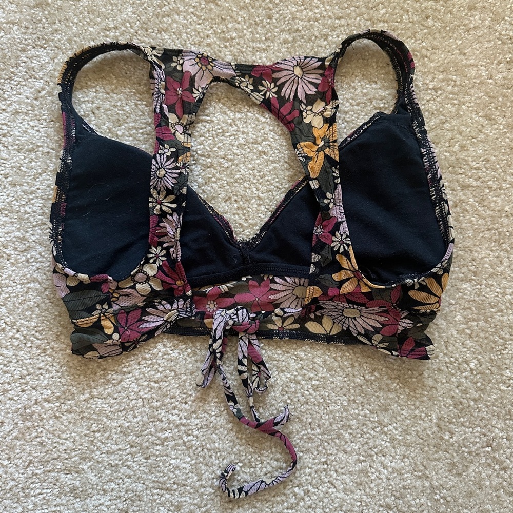 Floral Women's Bralette, Padded, Adjustable Tie Back, Open Back - Picture 2 of 2